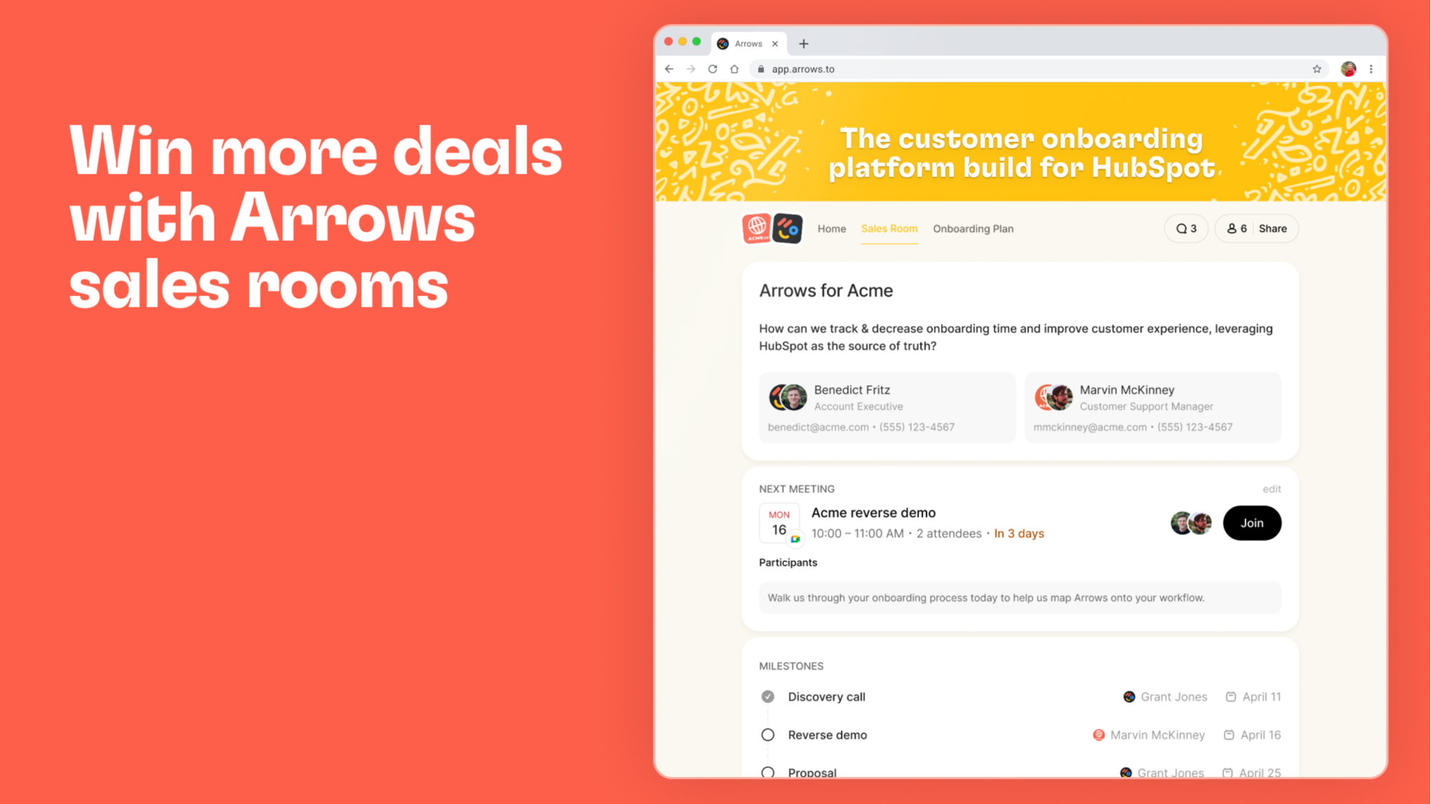 Win more deals with Arrows sales rooms